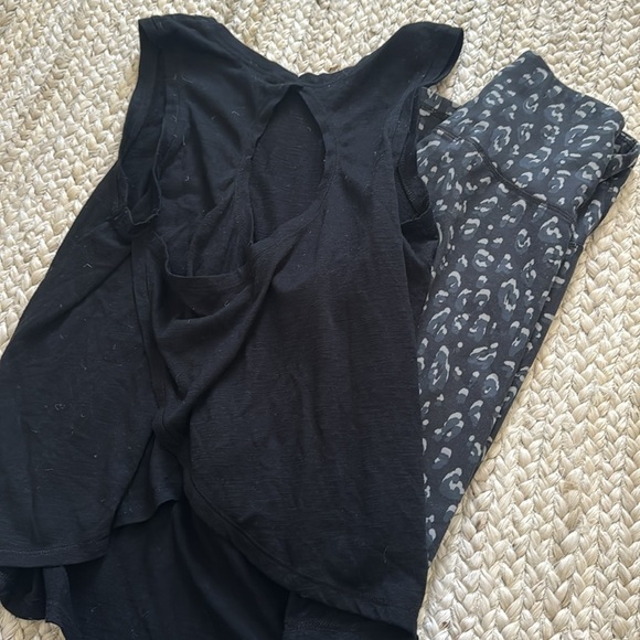 Black Tank Top and Gray Leopard Print Leggings - Picture 5 of 5
